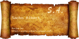 Sachs Albert névjegykártya